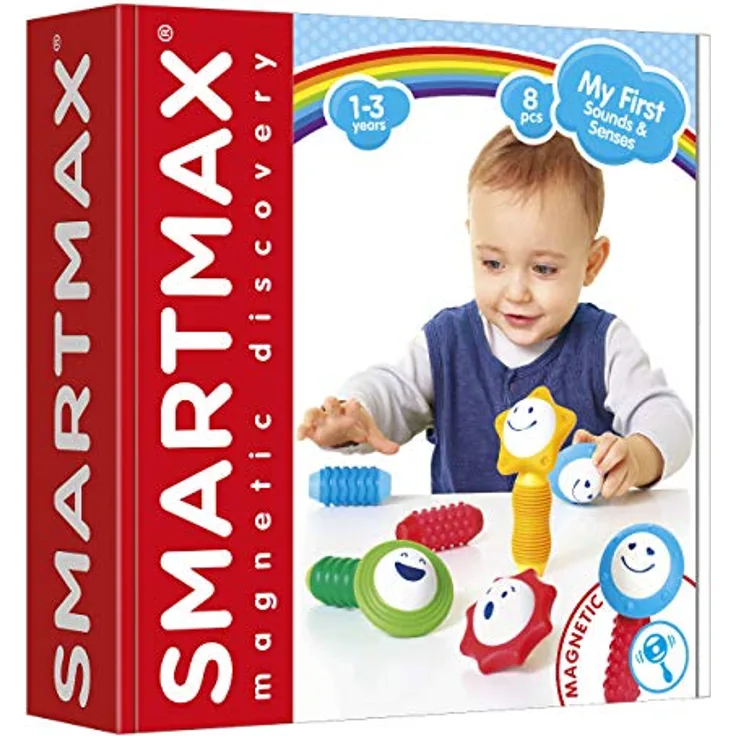 SMARTMAX My First Sounds & Senses, Magnetisches Entdeckungsspielset mit 8 Teilen für Kinder von 1-3 Jahren, langlebig und flexibel, 24 x 6 x 24 cm