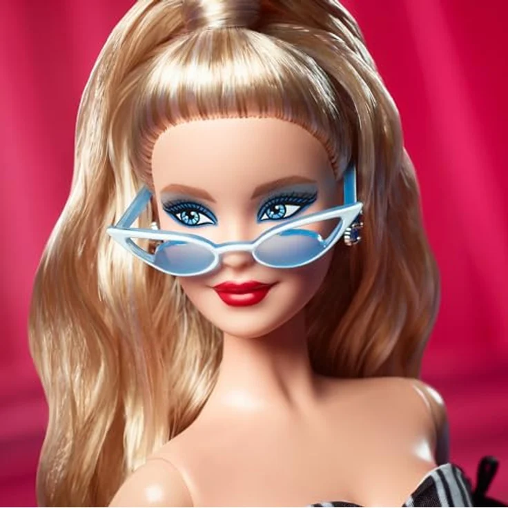 Barbie Anziehpuppe Barbie Signature, Sammlerpuppe zum 65. Jubiläum mit blonden Haaren, und schwarz-weißer Robe – Bild 4