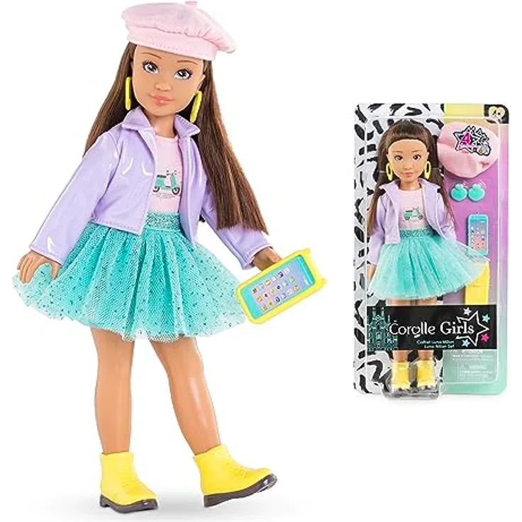 Corolle 9000600170 Girls Luna, Ankleidepuppe im Mailänder Fashion Week Look und 4 Teile, Vanilleduft, 28cm, ab 4 Jahre
