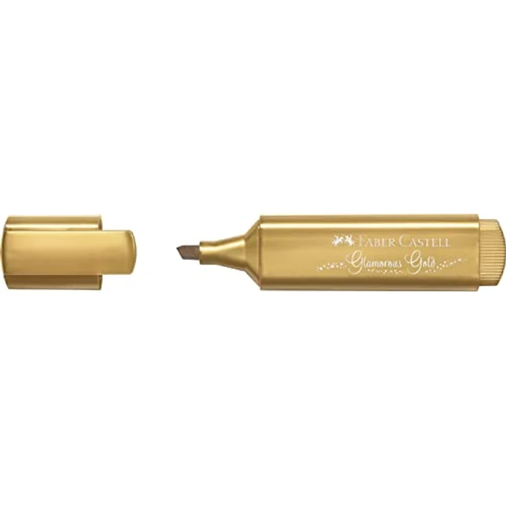 Faber-Castell TL 46 Textmarker, gold, mit schimmernden Metallic Effekten, 3 Strichstärken (1, 2 und 5 mm), wasserbasierte Tinte – Bild 1
