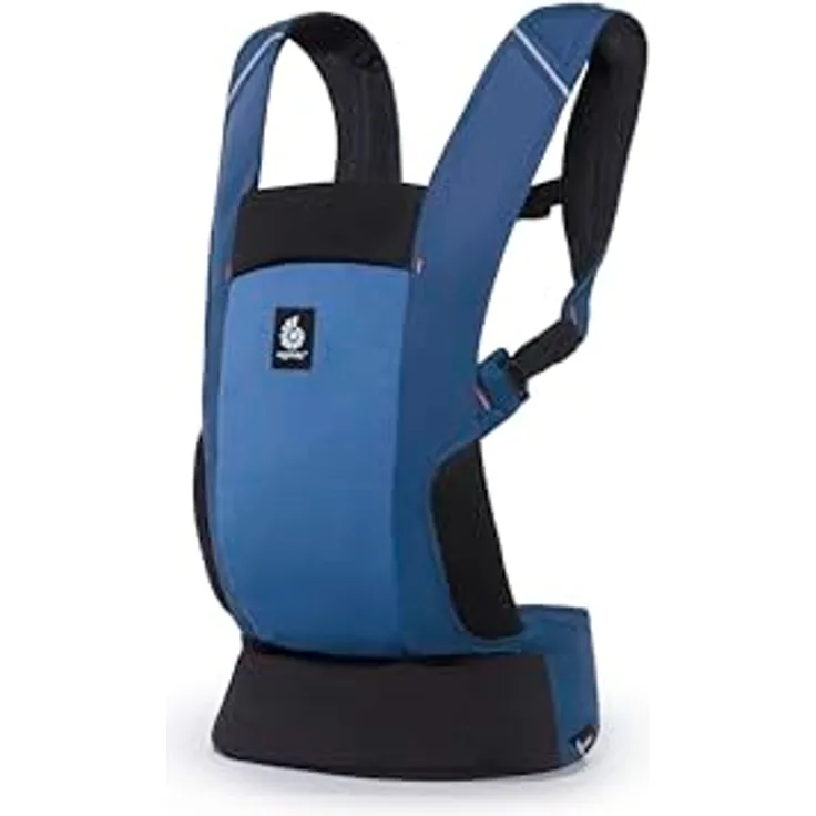 Ergobaby Away Babytrage, Reisetrage für Babys und Kleinkinder (5,4-15,9 kg), 2-Positionen Bauchtrage Rückentrage Baby Tragetasche, Midnight Blue