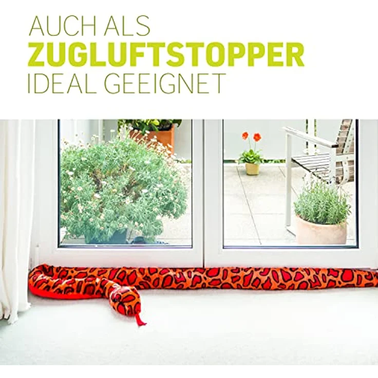 Home-Flair Plüschtier Schlange, 250 cm Zugluftstopper in Rot, sehr weich und hochwertig verarbeitet – Bild 3