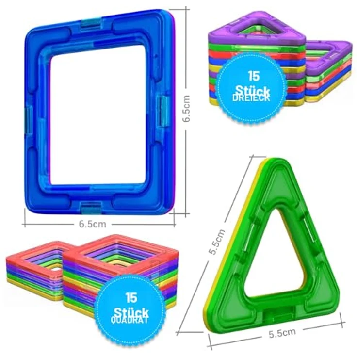 Desire Deluxe Magnetische Bausteine, 30-teiliges Konstruktionsspielzeug-Set für Kinder, Spiel | STEM Kreativität, pädagogische Magnete Spielzeugblöcke Jungen und Mädchen im Alter von 3 4 5 6 7 Jahren – Bild 3