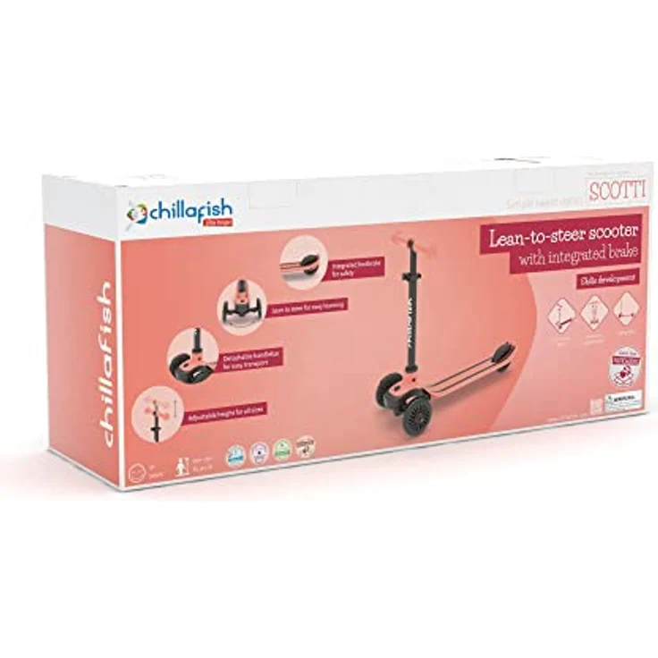 Chillafish Scotti 3-Rad Scooter für Kinder, Lean-to-Steer mit Fußbremse, höhenverstellbarem Lenker und ABEC-5 Rädern, abnehmbar, CPSC01FLA – Bild 4