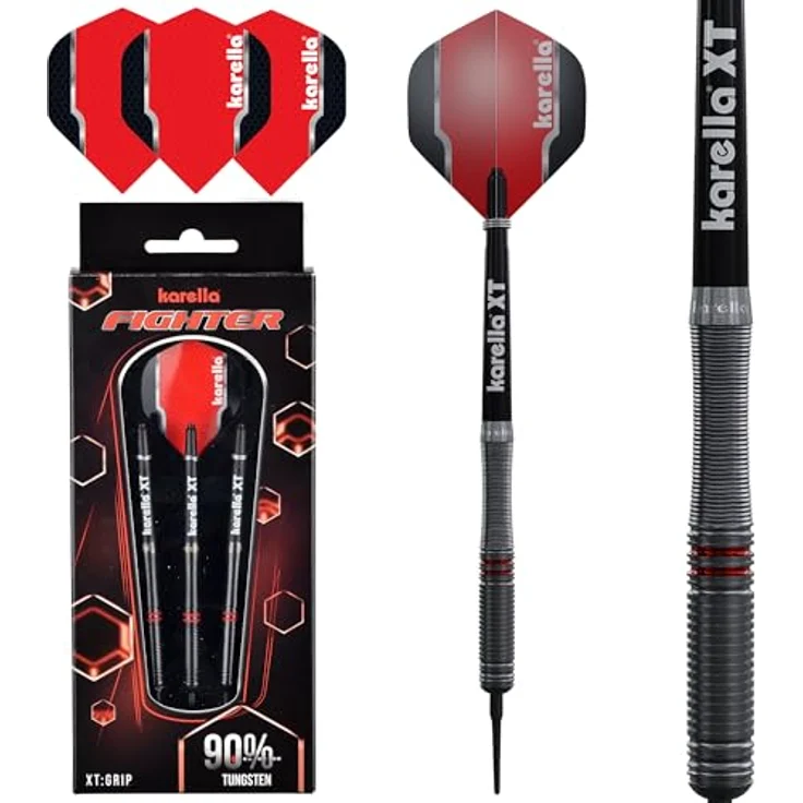 Karella Softdart Fighter 90% Tungsten Softdart, 18g, Dartpfeile mit Kunststoffspitze, für elektronische Dartscheibe, Profidart aus Wolfram, Flight und Shaft – Bild 1
