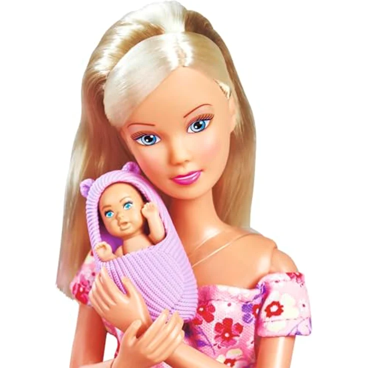 SIMBA Anziehpuppe Steffi Love, Hello Baby, mit wachsendem Bauch und Babybett – Bild 2