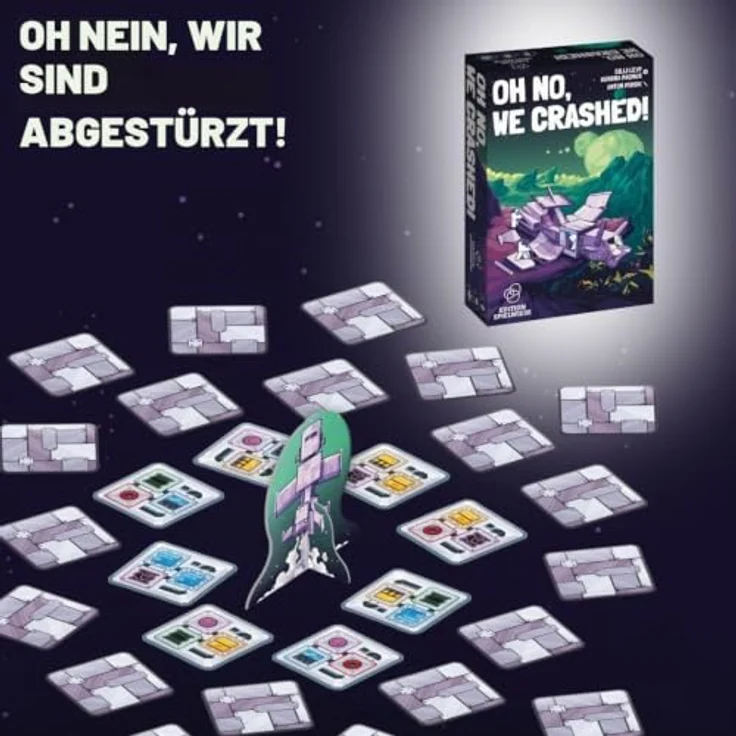 Edition Spielwiese Oh no, we crashed, kooperatives Weltraum Spiel für 1–5 Spieler ab 6 Jahren, 10 einzigartige Planeten – Bild 3