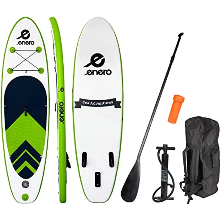 Enero Aufblasbares SUP Board, leichtes Stand Up Paddle Board mit Rucksack, Pumpe, Aluminiumpaddel, max. Belastung 80kg, 275 x 76 x 10 cm, Grün – Bild 1
