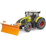 Bruder® Claas Axion 950, Spielzeug-LKW mit Schneeketten, höhenverstellbarem Räumschild und verstellbarer Heckkupplung