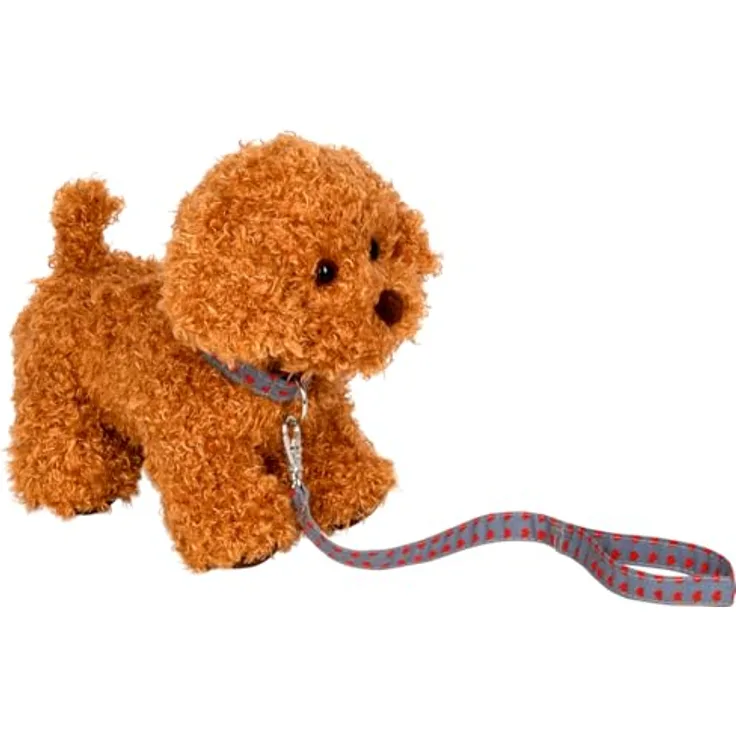 Die Spiegelburg Pudel Sammy mit Leine - Lustige Tierparade, 20 cm Plüschtier mit gepunktetem Halsband und abnehmbarer Leine