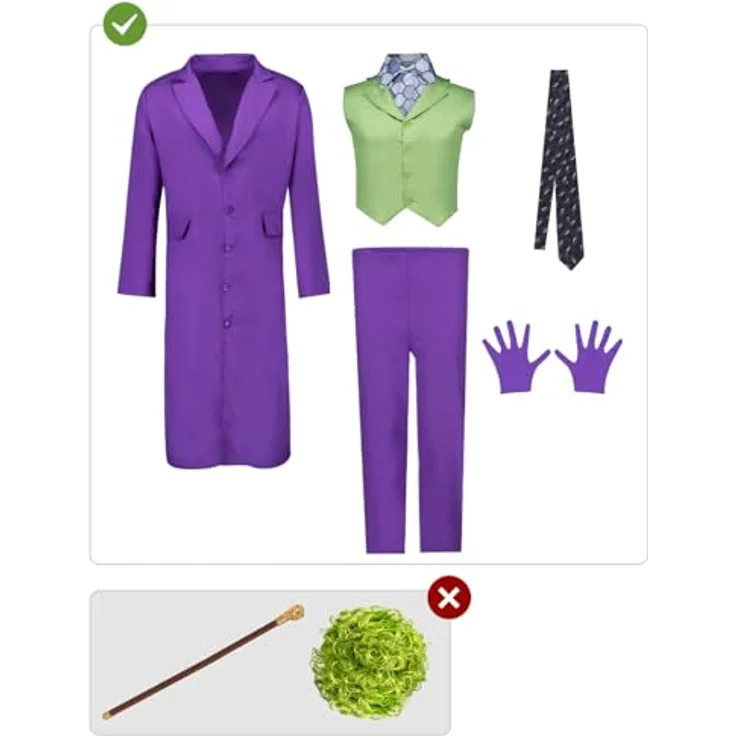 Funidelia Offizielles Joker Kostüm The Dark Knight für Herren, lila Anzug Größe M, ideal für Halloween und Karneval – Bild 2
