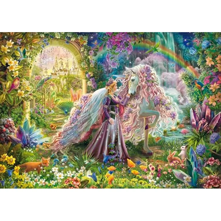 Schmidt Spiele 59718 Traumreise mit Einhorn, 500 Teile Puzzle, Leinenstruktur und mattlackierte Oberfläche – Bild 1
