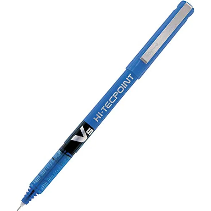 Pilot Hi-Tecpoint V5, Tintenroller mit feiner Strichbreite von 0,3 mm, blau, 12er Pack