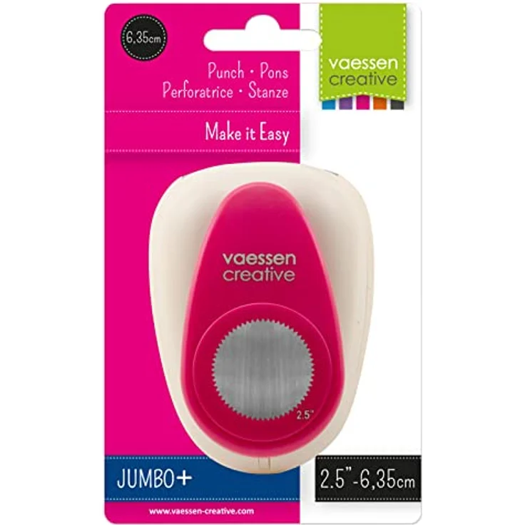 Vaessen Creative Motivstanzer Kreis - Ø 6,3 cm für Bastelpapier, Tonpapier und Scrapbookpapier, Weiß/Rosa – Bild 4