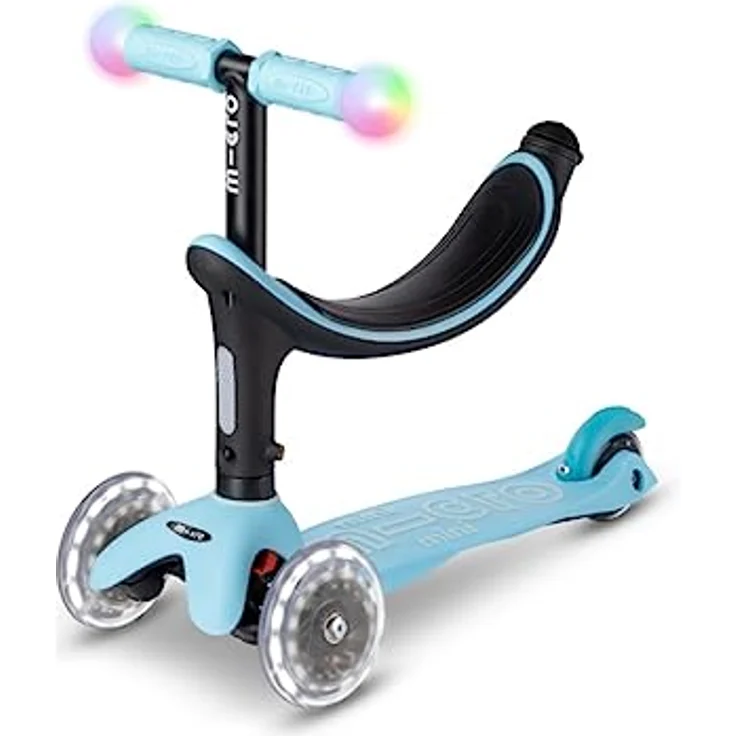 Micro Mobility Micro Mini2Grow Deluxe Magic LED Scooter aus Glasfaserverstärktem Kunststoff in Hellblau, MMD358 – Bild 2