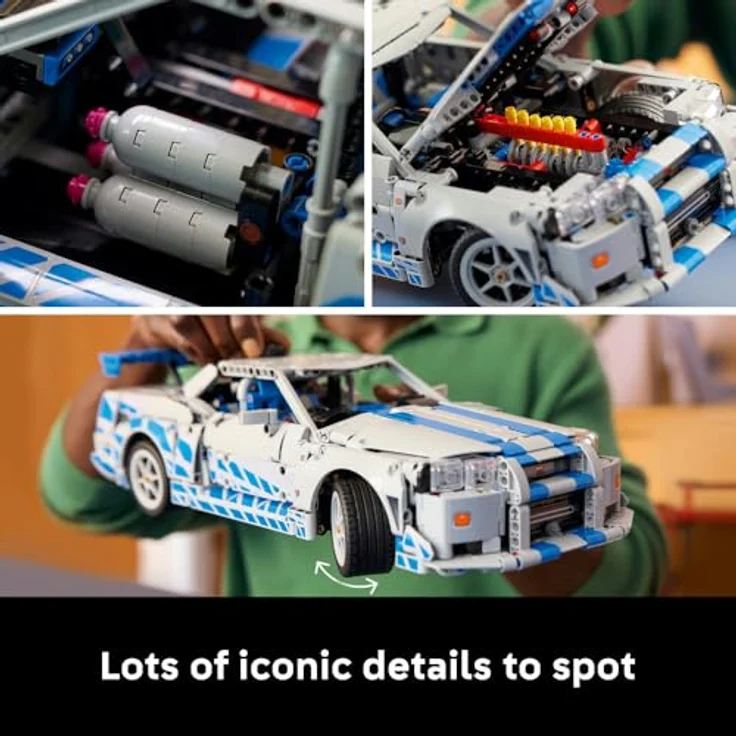LEGO Technic 42210, 2 Fast 2 Furious Nissan Skyline GT-R (R34) Flitzer Bausatz, 1.410 Teile, mit Driftfunktion und 6-Zylinder-Motor, Mehrfarbig – Bild 7