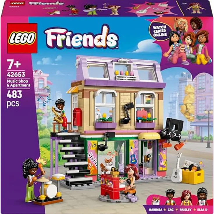 LEGO Friends 42653 Musikladen & Wohnung Bausatz, Mehrfarbig, mit 3 Minifiguren und reichhaltigem Musikzubehör, 483 Teile – Bild 9