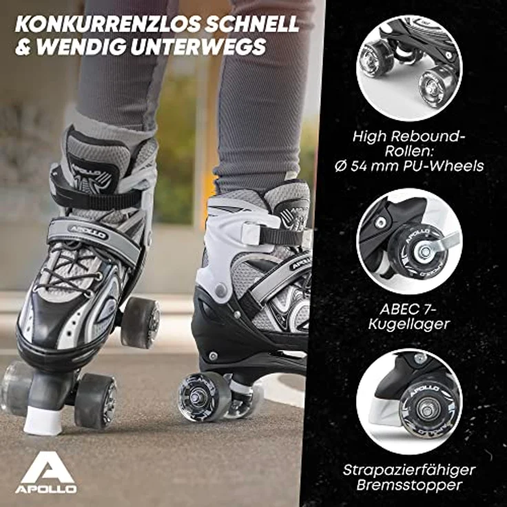Apollo Super Quad X Pro | LED Rollschuhe für Kinder | Größenverstellbar, komfortabel, für Mädchen und Jungen | Größen 31-42 – Bild 5