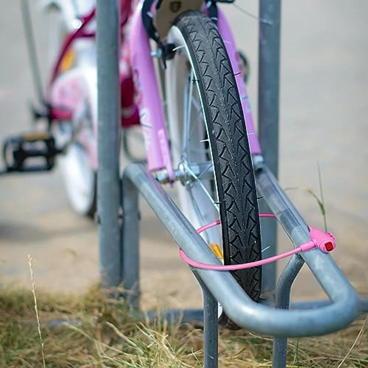 relaxdays Kabelschloss für Kinder, Fahrradschloss in Pink mit wetterfester Ummantelung, 70 cm Länge, inkl. 2 Schlüssel – Bild 2