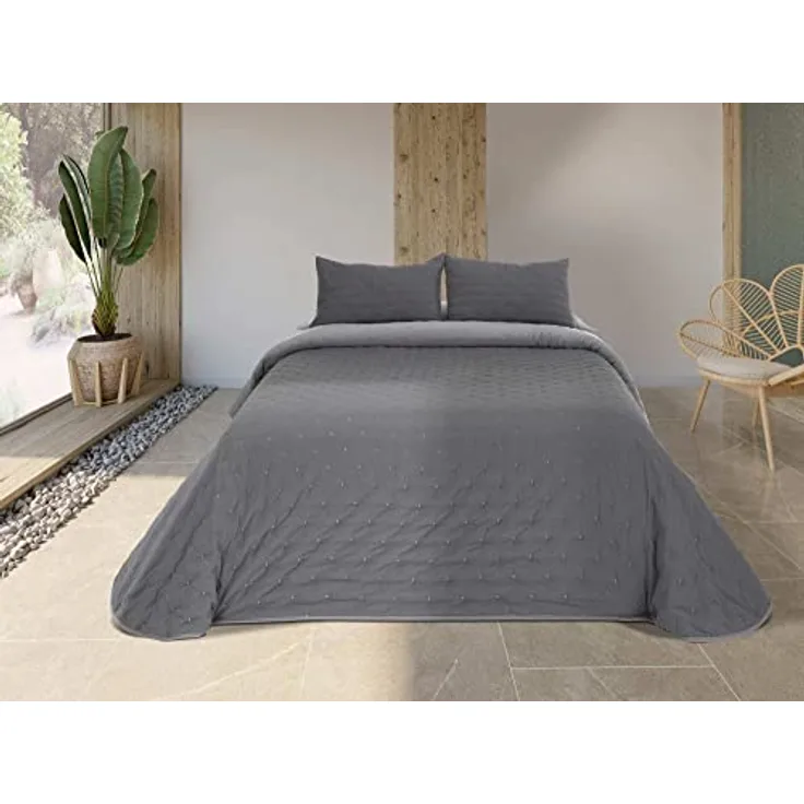 Pierre Cardin Lorena, Kinderbettwäsche Steppdecke Anthrazit, Double (3 Teile), 100% Polyester, waschbar bei 30°C