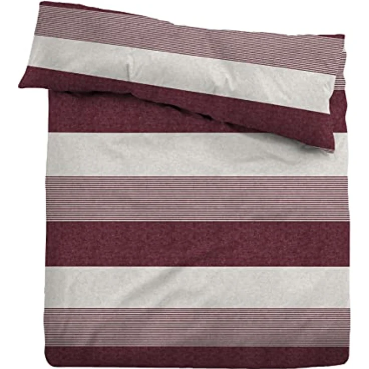 TOM TAILOR 0849790/811/004 Bettwäsche Garnitur mit Kopfkissenbezug Melange-Flanell - Gradual Stripes 1x 155x220 cm + 1x 80x80 cm, Cherry red – Bild 2