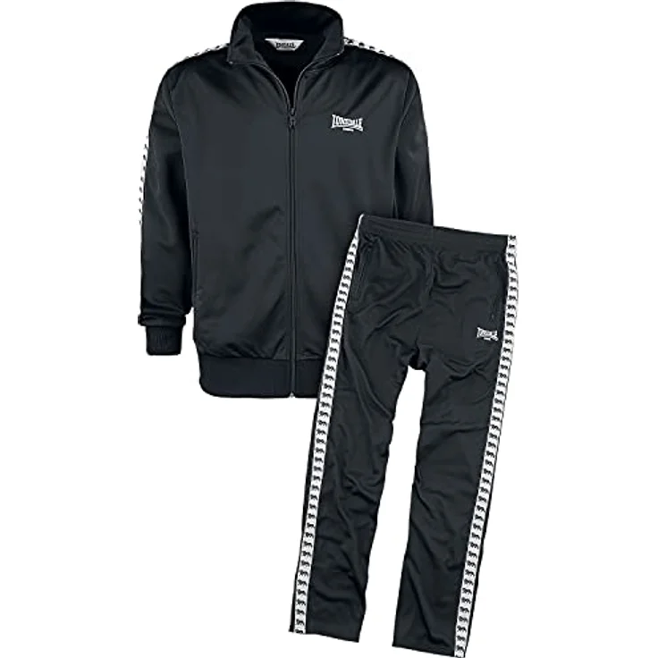 Lonsdale Herren Trainingsanzug Wyberton, Jogginganzug mit regulärer Passform, 100% Polyester, Farbe: Black, Größe: 2XL – Bild 1