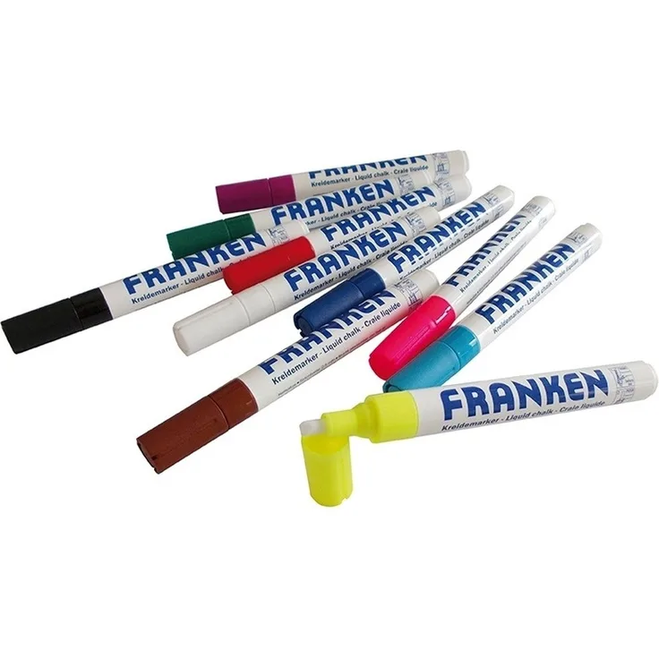 FRANKEN Whiteboard Marker Kreidemarker, 2-5mm Strichstärke, farbig sortiert, VE=10 Stück