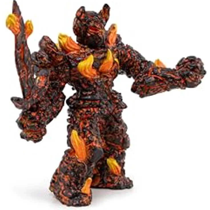 Papo Deutschland GmbH Feuer-Golem 5, detailreiche Sammelfigur in Schwarz und Orange, 15 cm mit Waffe – Bild 6