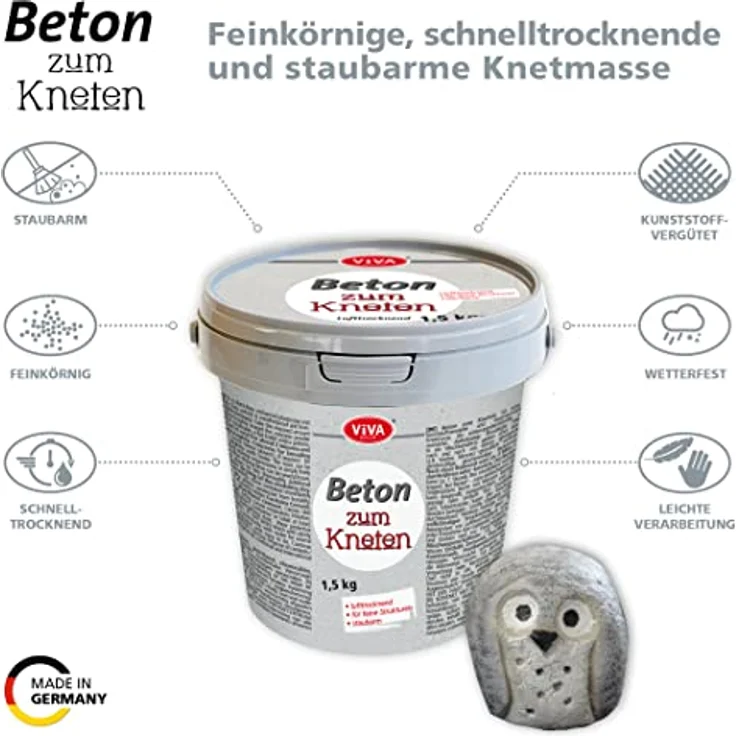 Viva Decor Modelliermasse Knetbeton, lufttrocknend - Beton zum Kneten in Beton-Optik, lufttrocknend – Bild 2