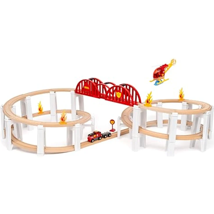 Brio 63611400 Schienenpaket Berg und Tal, 63-teiliges Spiralenset mit modularen Schienen und Stützen, inkl. Lok und Zubehör – Bild 5