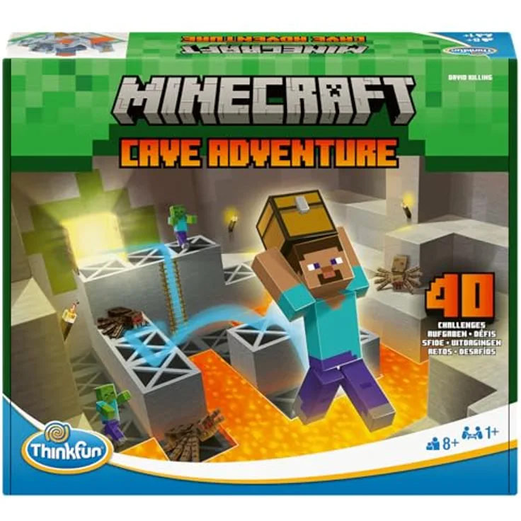 Thinkfun Minecraft Cave Adventure - Logikspiel mit 40 Leveln, interaktiven Elementen und strategischem Gameplay, ab 8 Jahren