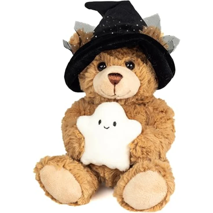 Teddy Hermann® Halloween Teddy mit Gespenst, 20 cm, weiches hellbraunes Plüschfell, kindgerechtes Design – Bild 1