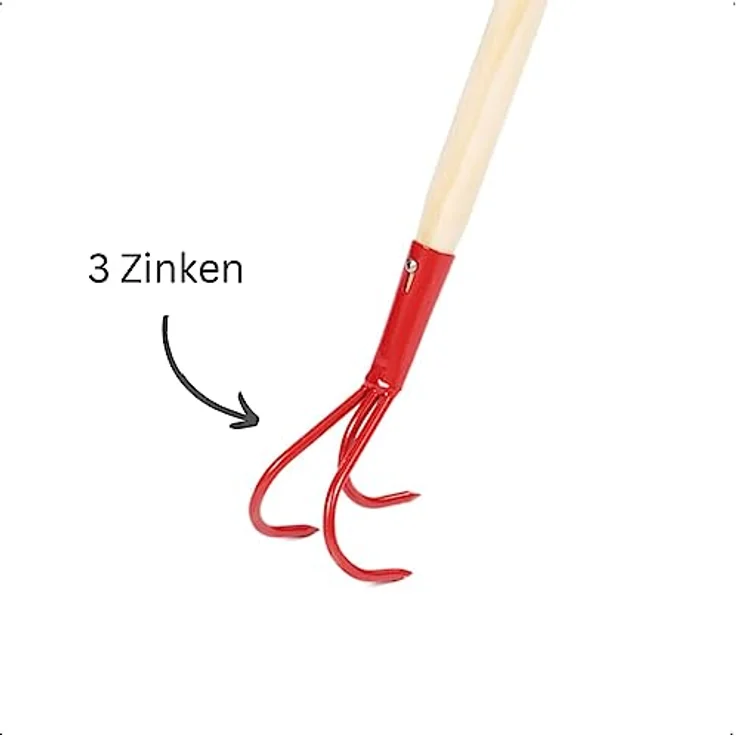 Galaflor Kindergrubber aus Metall mit 76 cm Holzstiel, 3 Zinken für einfaches Lockern und Durchlüften der Erde – Bild 6