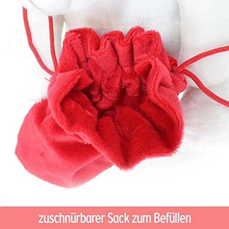 BEMIRO Weißer Teddybär mit rotem Sack zum Befüllen - ca. 19 cm, Teddy, Mitgebsel, Teddybär, Teddy klein, Teddy Bär, Mitgebsel Tüten, Kinder Mitgebsel – Bild 2