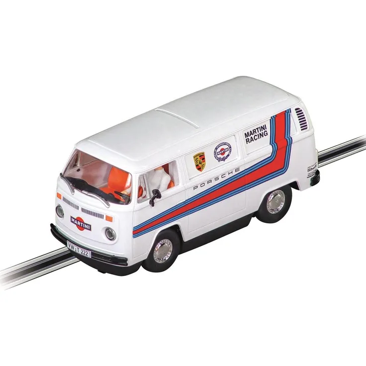 Carrera VW Bus T2b Martini Racing, Digital 132 Rennbahn Zubehör mit Front-, Heck- und Bremslichtern, Maßstab 1:32, bunt