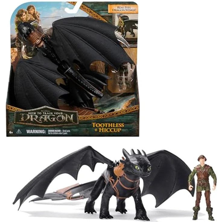 Spin Master Jak vycviit draka, Drachen- und Wikinger-Actionfiguren-Set mit 33 cm Ohnezahn und 7,5 cm Hicks, authentisches Filmdesign, bewegliche Gliedmaßen, perfekt für kreatives Spiel – Bild 1
