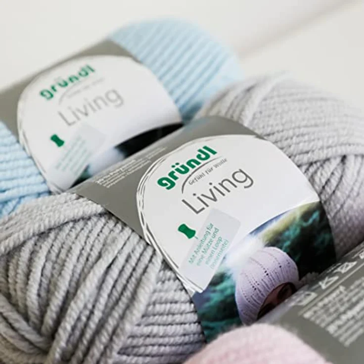 Gründl Wolle Living (Strick- und Häkelgarn, waschbares Garn aus 80% Polyacryl und 20% Polyamid, 100 g / 100 m, Nadelstärke: 8-9, 1 x 100 g), Rose – Bild 2