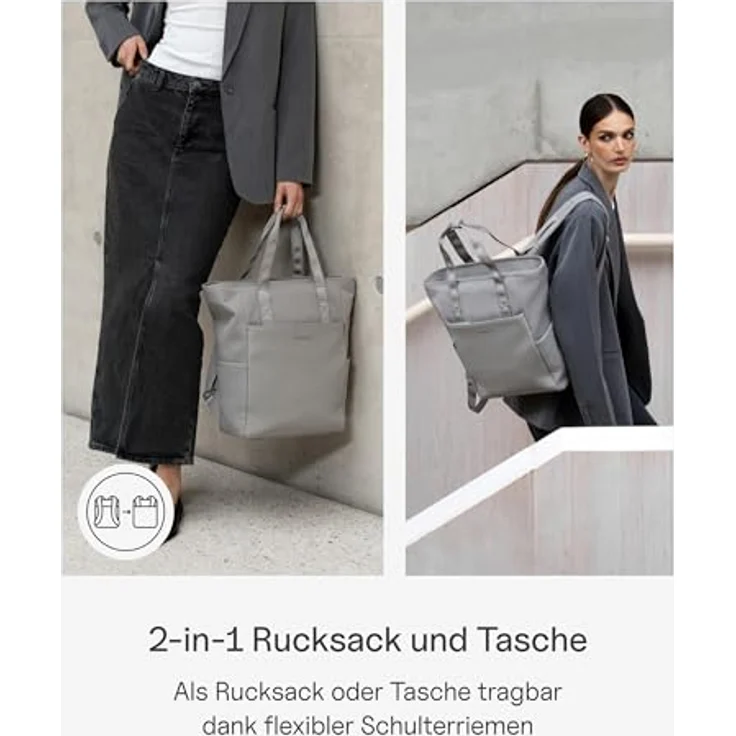 Kapten & Son Lindby Wickeltaschenset 4 tlg. mit Laptopfach, grau, 100% PET, 35 cm x 14 cm x 41 cm – Bild 3