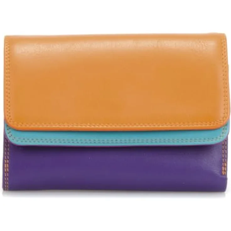 Mywalit Damen Geldbörse - double flap purse - 250-115 - copacabana, Leder - 6 Kreditkartenfächer, 2 Geldscheinfächer, Münzfach mit Reißverschluss - Blau