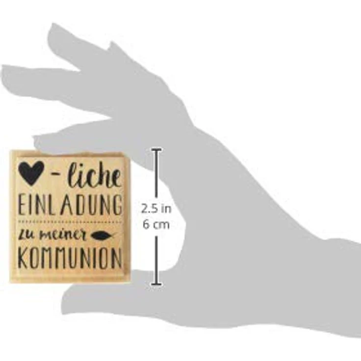 Knorr Prandell 211800170, Holzstempel für Kommunion und Konfirmation, Motivgröße 5,2 x 5,4 cm, Herzliche Einladung Kommunion, matt lackiert – Bild 3