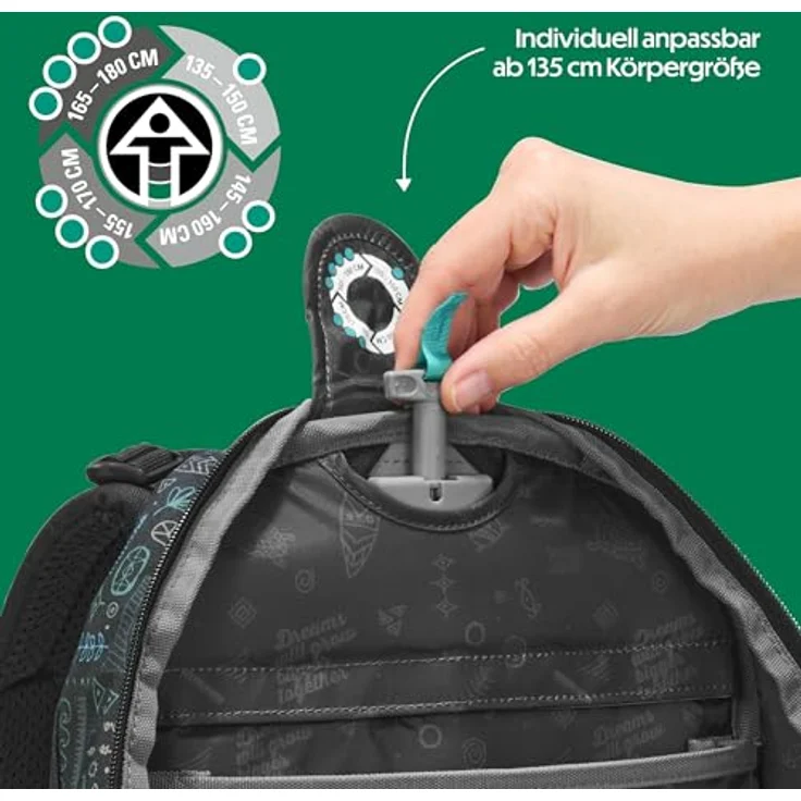 coocazoo Schulranzen MATE, ergonomisch, größenverstellbar, mit EASY GROW SYSTEM, 3 Fächer, nachhaltig aus recycelten PET-Flaschen – Bild 5