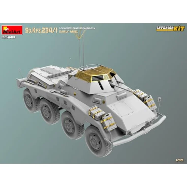 Miniart 1:35 Sd.Kfz 234/4 Panzerspähwagen, Modell mit detailliertem Interieur und 6 Varianten Decals – Bild 12