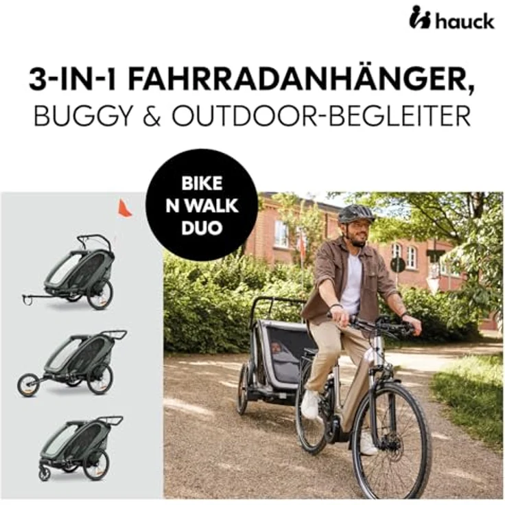 Hauck Fahrradkinderanhänger Bike N Walk Duo, für 2 Kinder, inkl. Deichsel – Bild 3