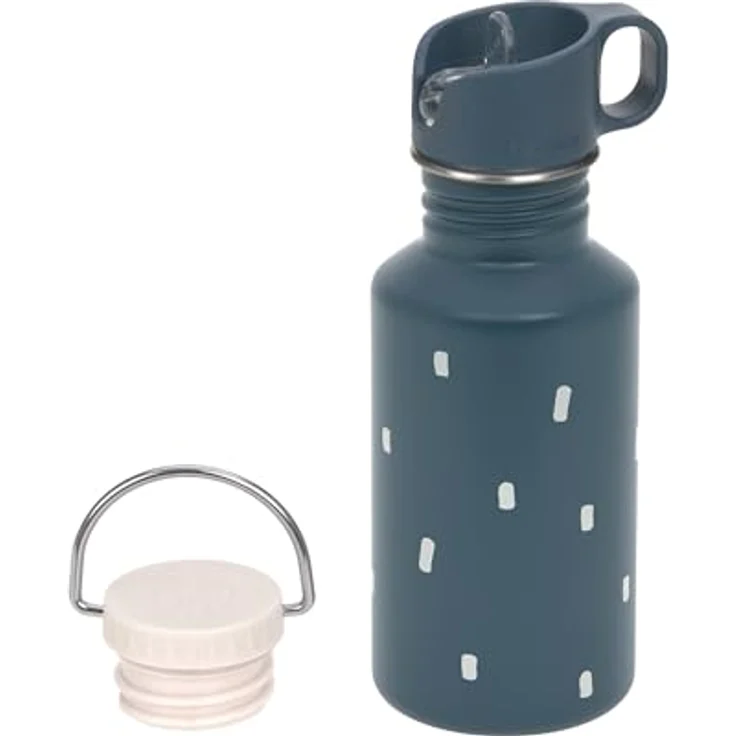 LÄSSIG Trinkflasche Edelstahlflasche BPA-frei 500ml Kinder Kita Kindergarten auslaufsicher mit Sporttrinkverschluss Stainless Steel Happy Prints midnight blue – Bild 1