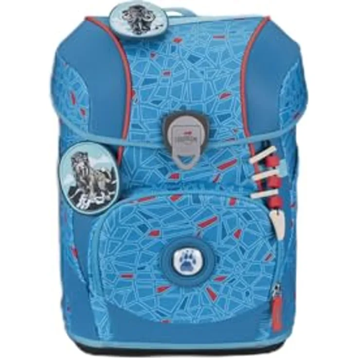 DerDieDas Schulranzen ErgoFlex Tiny Superflash, 6-teiliges Set mit großem Hauptfach, komfortablen Trägern, robustem Material, Blue Ice hellblau