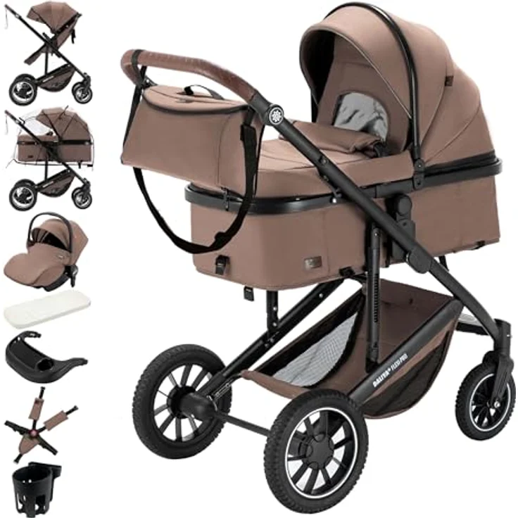 Daliya FLEXI-PRO M 3-in-1 Kinderwagen & Buggy mit i-Size Babyschale, einhändig abnehmbare Babywanne, leichter Aluminiumrahmen, großer Einkaufskorb – Bild 1