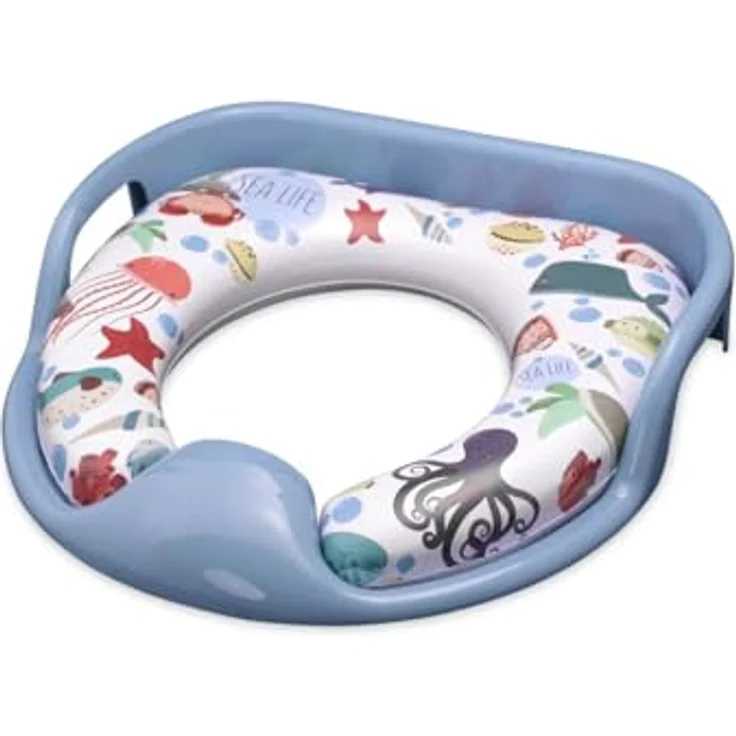 Lorelli Toilettensitz weich, gepolstertes Sitzkissen mit Handgriffen und Spritzschutz, blau – Bild 2