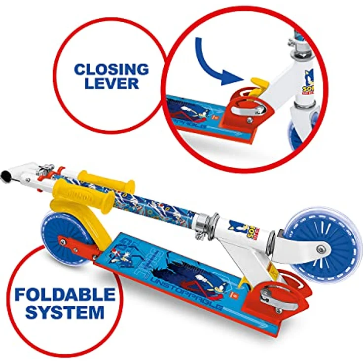 Mondo Toys - Aluminiumroller SONIC für Jungen / Mädchen - verstellbarer Lenker - 2 Räder - 28708, blau – Bild 2