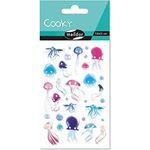 Maildor CY099C - Packung 1 Bogen Sticker Cooky, 7,5x12cm, 31 Stickers, zur Dekoration oder zum Verschönern von Handysc halen, Schmuckkästchen, Tagebuch oder Brief, Quallen, 1 Pack