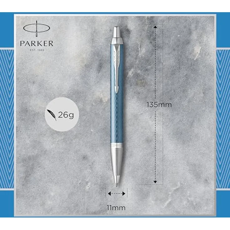 Parker Kugelschreiber IM Premium M, eleganter Schreibstift mit Quinkflow-Tinte, blau-grau – Bild 3